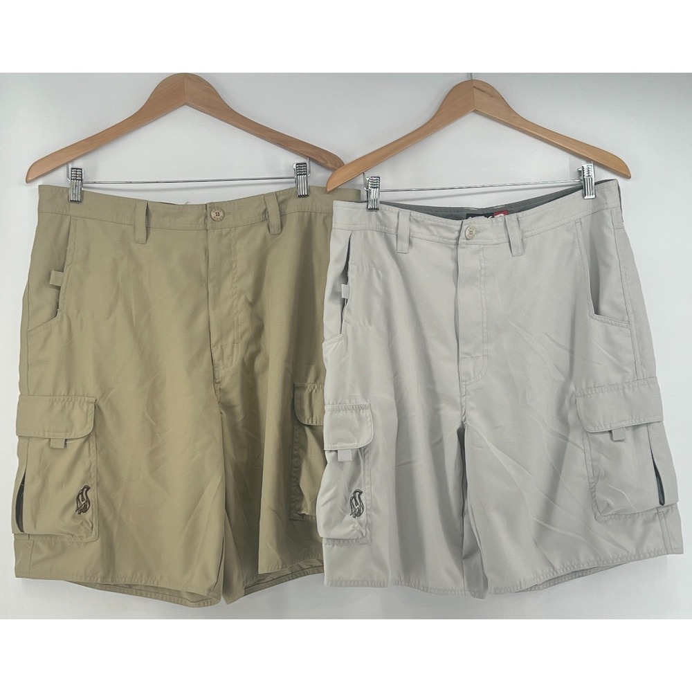 Lot 2 Tony Hawk Men Cargo Shorts Size 36 Khaki Gray Y2K Skater Gorpcore Grunge